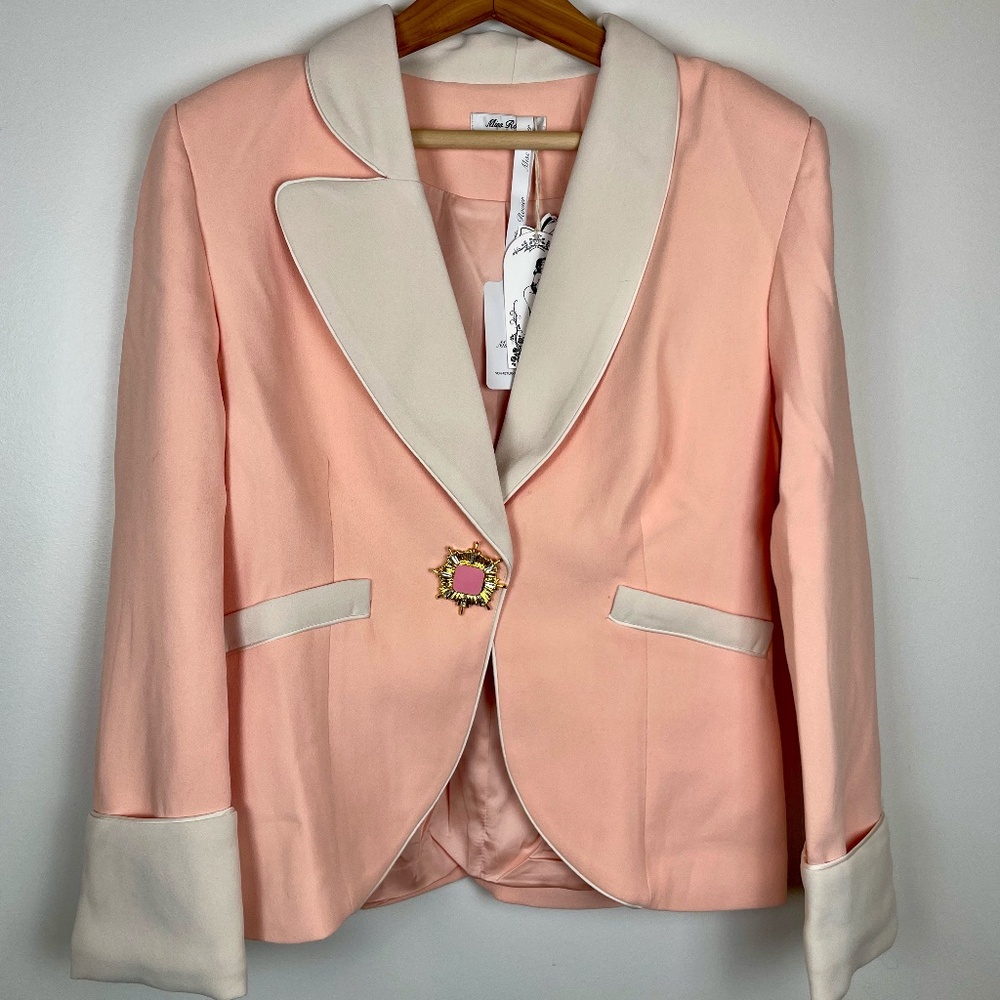 Miss Rosier Y2K Pink Blazer Shoulder Pads Snap Closure Size M NWT Jacket